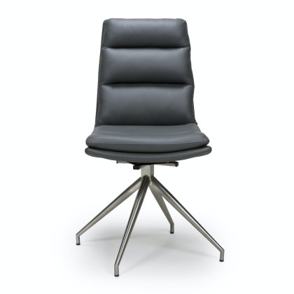 Nobo Swivel - Dining Chair (Brushed Steel/Grey Faux Leather) Nobo Swivel - Dining Chair (Brushed Steel/Grey Faux Leather)