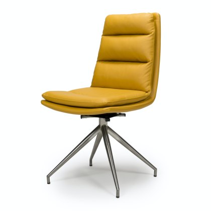 Nobo Swivel - Dining Chair (Brushed Steel/Ochre PU)