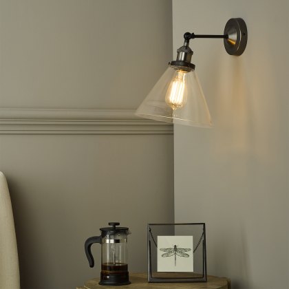 Dar - Ray Single Wall Light Antique Nickel Clear Glass