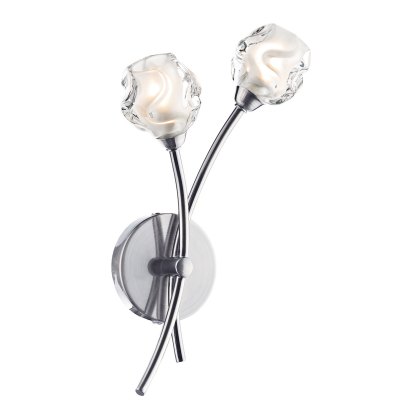 Dar - Seattle 2 Light Wall Light Satin Chrome Glass