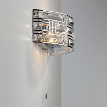 Dar - Seville 2 Light Wall Light Crystal Polished Chrome