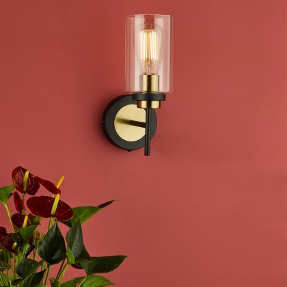 Dar - Abel Wall Light Satin Black Gold with Glass Shades