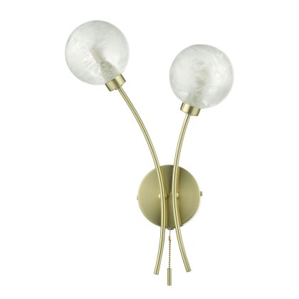 Dar - Avari 2 Light Wall Light Satin Brass Glass Dar - Avari 2 Light Wall Light Satin Brass Glass