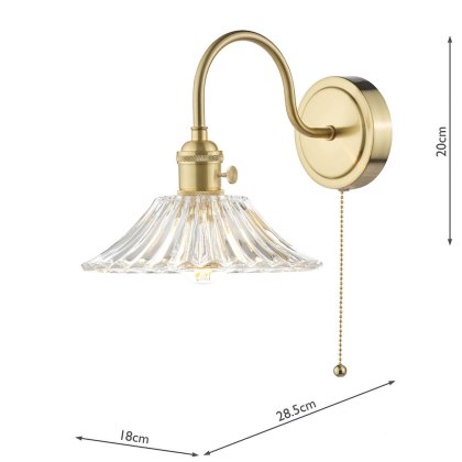 Dar - Hadano Wall Light Brass With Clear Flared Glass Shade