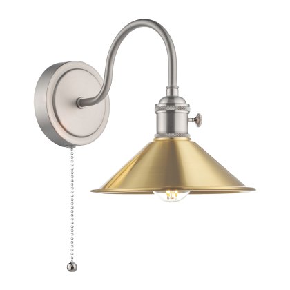 Dar - Hadano Wall Light Antique Chrome With Aged Brass Shade