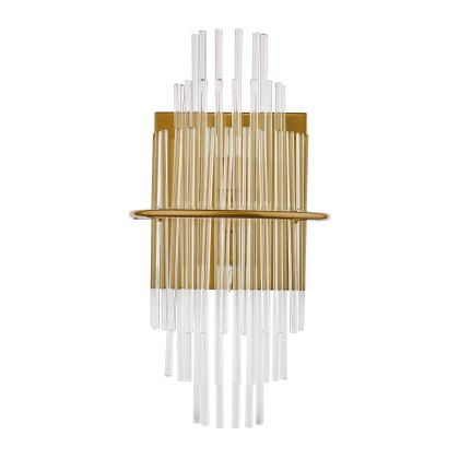 Dar - Lukas 2 Light Wall Light Antique Gold Glass