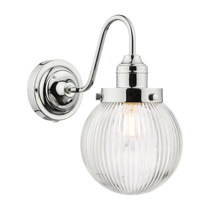 Dar - Tamara Bathroom Wall Light Polished Chrome Ribbed Glass IP44