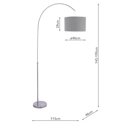Dar - Bow Floor Lamp Satin Nickel with Shade Dar - Bow Floor Lamp Satin Nickel with Shade