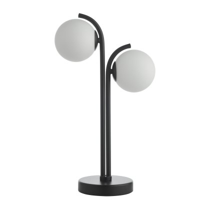 Dar - Orlena 2 Light Table Lamp Matt Black and Opal Glass Dar - Orlena 2 Light Table Lamp Matt Black and Opal Glass