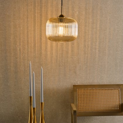 Dar - Demarius Pendant Natural Brass and Amber Glass Dar - Demarius Pendant Natural Brass and Amber Glass