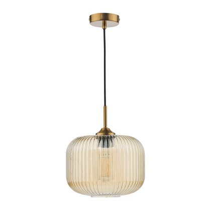 Dar - Demarius Pendant Natural Brass and Amber Glass Dar - Demarius Pendant Natural Brass and Amber Glass