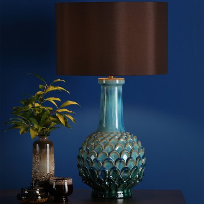 Dar - Edlyn Table Lamp Blue Green Ceramic with Shade Dar - Edlyn Table Lamp Blue Green Ceramic with Shade