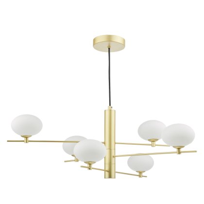Dar - Jasper 6 Light Pendant Painted Gold Opal Glass Dar - Jasper 6 Light Pendant Painted Gold Opal Glass