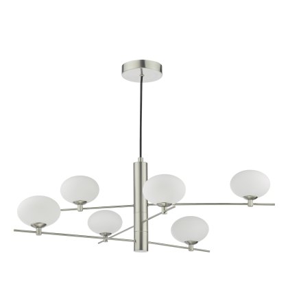 Dar - Jasper 6 Light Pendant Satin and Nickel