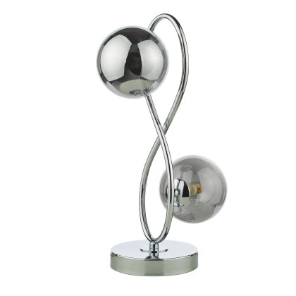 Dar - Lysandra 2 Light Table Lamp Polished Chrome and Smoked Glass