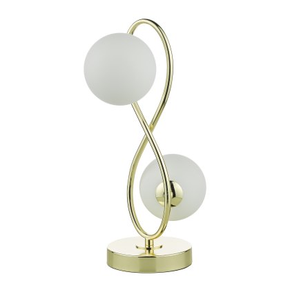 Dar - Lysandra 2 Light Table Lamp Polished Gold and Opal Glass