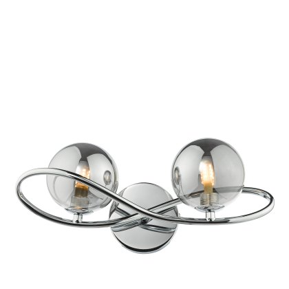 Dar - Lysandra 2 Light Wall Light Polished Chrome and Smoked Glass Dar - Lysandra 2 Light Wall Light Polished Chrome and Smoked Glass