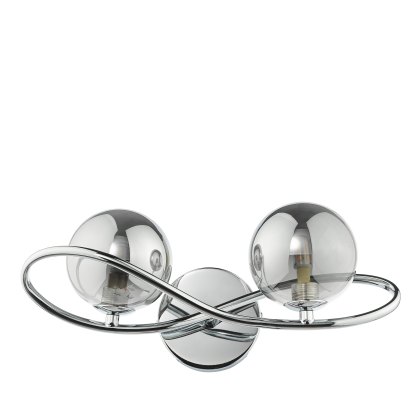 Dar - Lysandra 2 Light Wall Light Polished Chrome and Smoked Glass Dar - Lysandra 2 Light Wall Light Polished Chrome and Smoked Glass