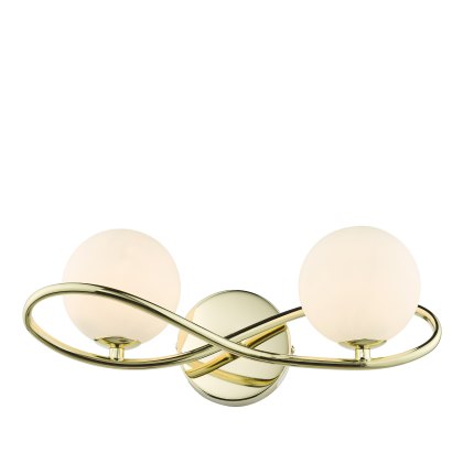 Dar - Lysandra 2 Light Wall Light Polished Gold and Opal Glass