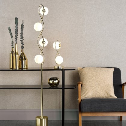 Dar - Lysandra 4 Light Floor Lamp Polished Gold and Opal Glass