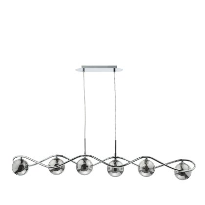 Dar - Lysandra 6 Light Bar Pendant Polished Chrome and Smoked Glass