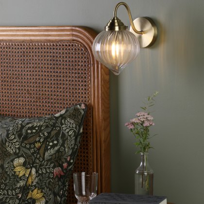 Dar - Mya Wall Light Antique Brass and Clear Glass