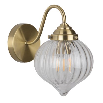 Dar - Mya Wall Light Antique Brass and Clear Glass