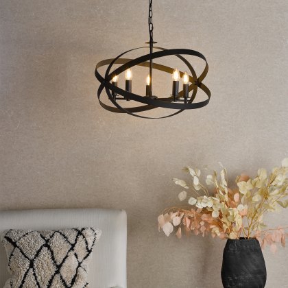 Dar - Nitya 5 Light Pendant Matt Black