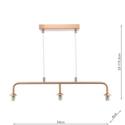 Dar - Feya 3 Light Bar Pendant Bronze Frame Only Dar - Feya 3 Light Bar Pendant Bronze Frame Only