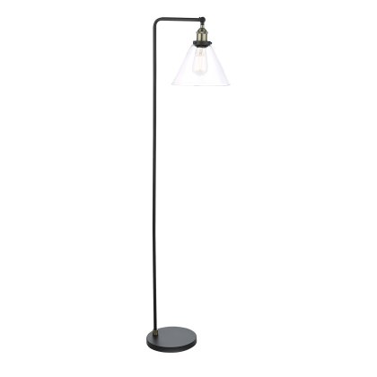 Dar - Ray Floor Lamp Antique Brass and Clear Glass