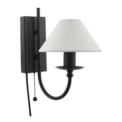 Dar - Sivan Plugged Wall Light Matt Black With Shade Dar - Sivan Plugged Wall Light Matt Black With Shade