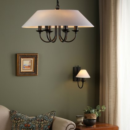 Dar - Sivan 6 Light Pendant Matt Black With Shade