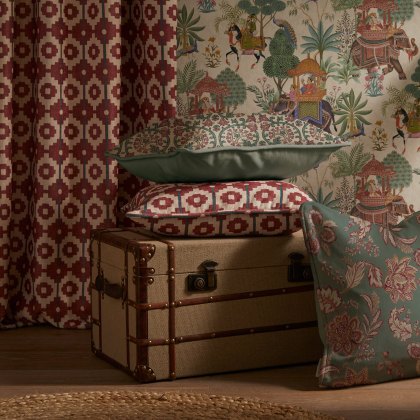Esselle - Santiago Geo Red/Teal Cushion