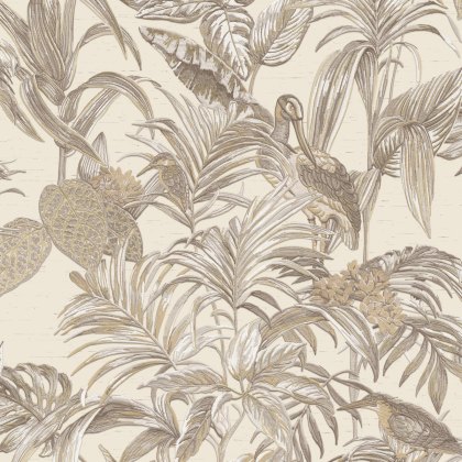 Esselle - Bird of Paradise Beige and Gold Wallpaper Esselle - Bird of Paradise Beige and Gold Wallpaper