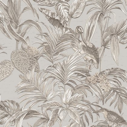 Esselle - Bird of Paradise Beige and Grey Wallpaper Esselle - Bird of Paradise Beige and Grey Wallpaper