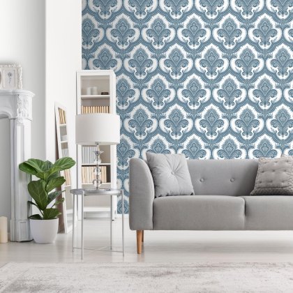 Esselle - Damask Blue Wallpaper