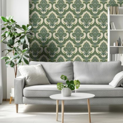 Esselle - Damask Green Wallpaper
