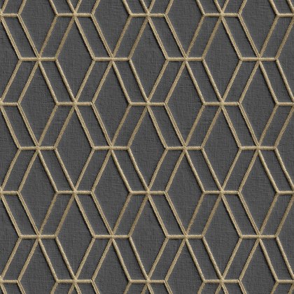 Esselle - Embroidery Stitch Diamond Black and Gold Wallpaper