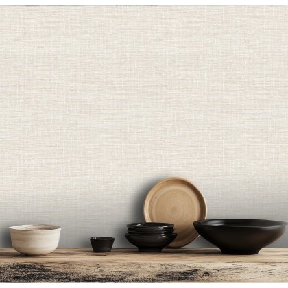 Esselle - Hessian Beige and Silver Wallpaper