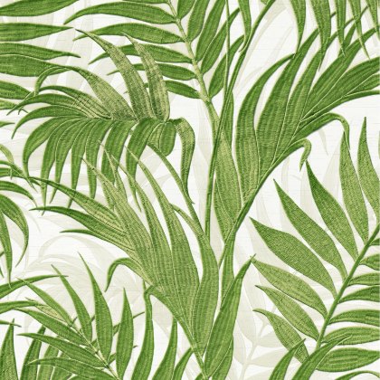 Esselle - Tropical Palm Leaf Green and White Wallpaper Esselle - Tropical Palm Leaf Green and White Wallpaper