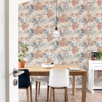 Esselle - Abstract Texture Copper Navy Wallpaper