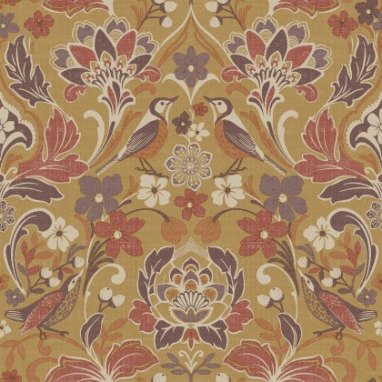 Esselle - Folk Floral Ochre Wallpaper Esselle - Folk Floral Ochre Wallpaper