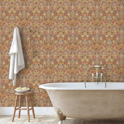 Esselle - Folk Floral Ochre Wallpaper