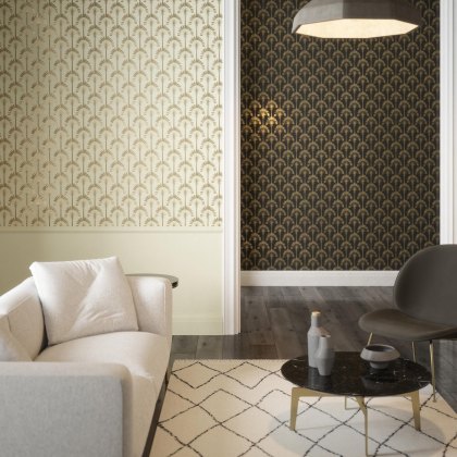 Esselle - Palm Palace Cream and Gold Wallpaper