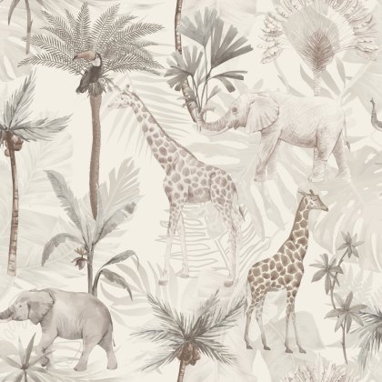 Esselle - Serengeti Animals Neutral Wallpaper Esselle - Serengeti Animals Neutral Wallpaper