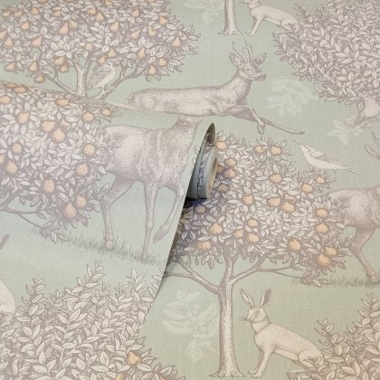 Wallpaper Sample - Woodland Scene Sage Green