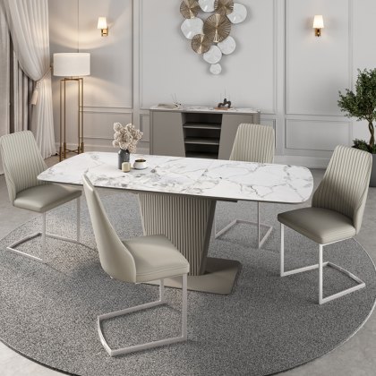 Castello - Dining Chair (Light Grey Faux Leather)