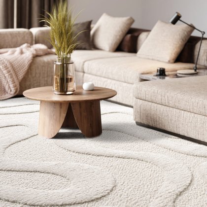 Cleo - Cream Carved Shaggy Texture Rug