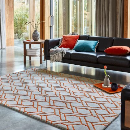 Nexus Rug - Silver/Orange