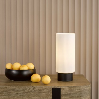 Dar - Aneska Table Lamp (Matt Black and Opal Glass)